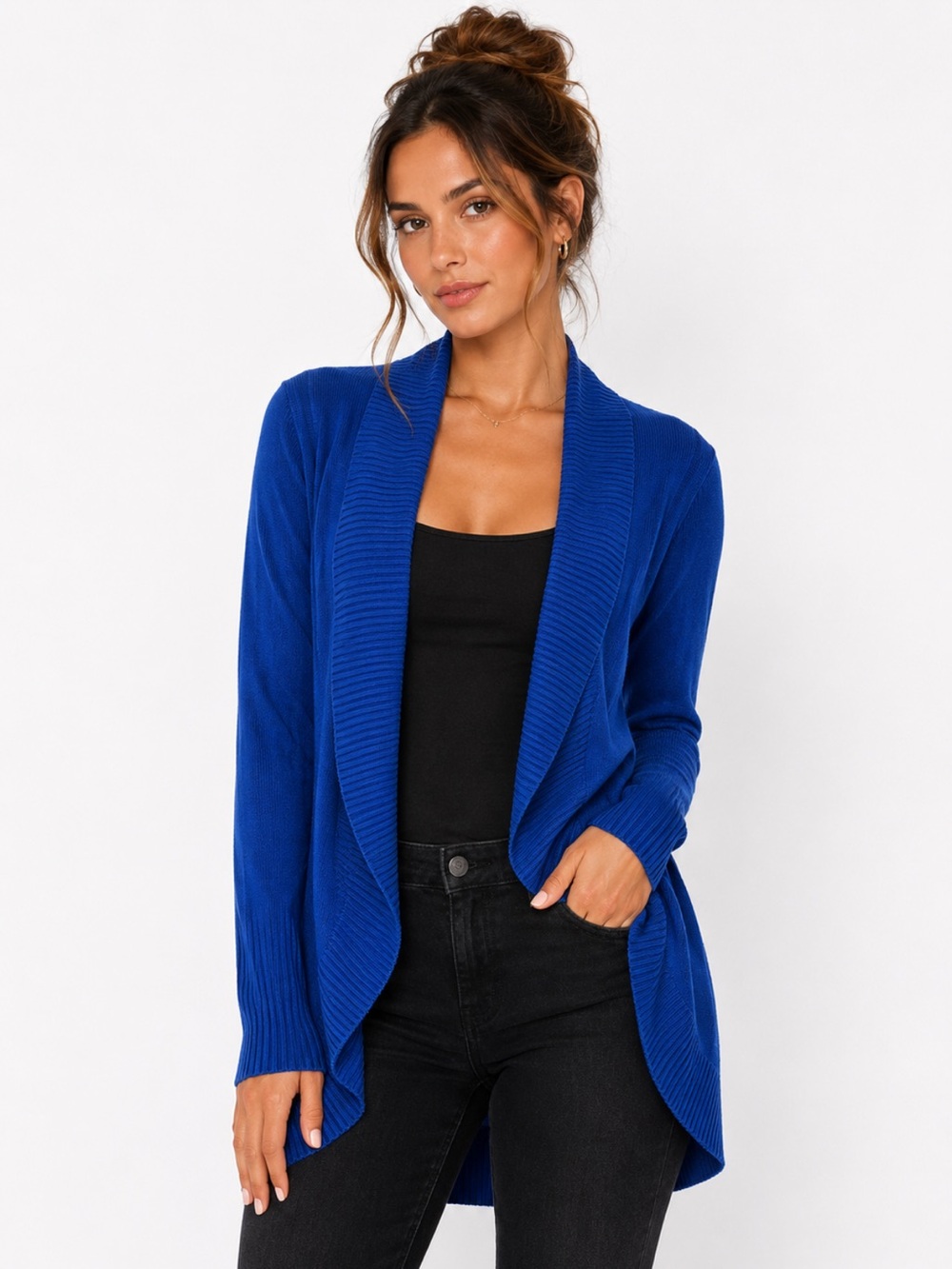 INC International Concepts Cobalt Blue Open-Front Cardigan